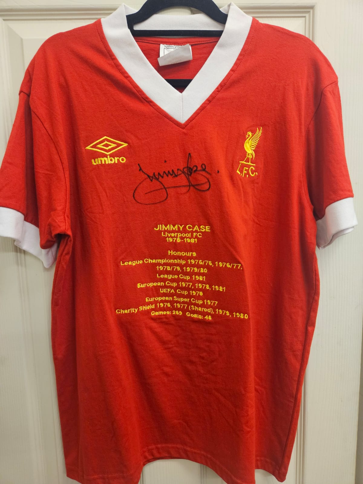Jimmy Case Signed Liverpool FC Honours Shirt – Retro Umbro Edition