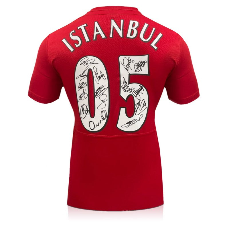 Liverpool Squad Back Signed 2005 Istanbul Football Shirt